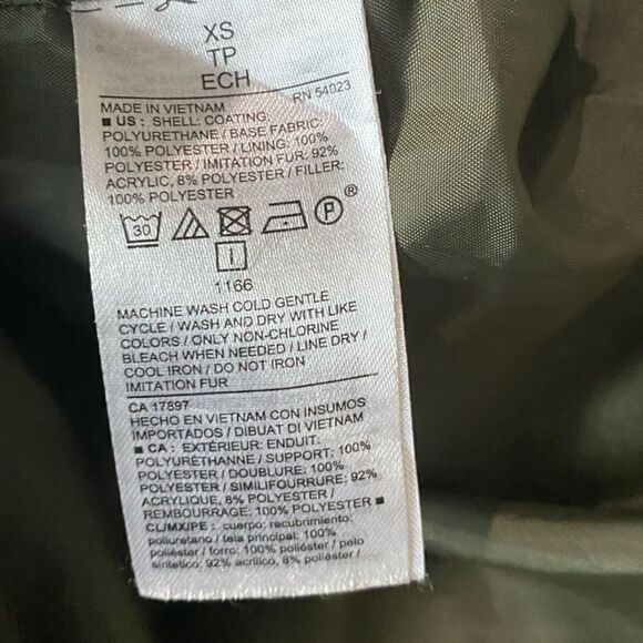 Old Navy Olive Green Jacket Faux fur Hood Utility Crocodile Tears - Picture 13 of 14